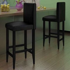 vidaXL bāra krēsli, 2 gab., melna mākslīgā āda цена и информация | Стулья для кухни и столовой | 220.lv