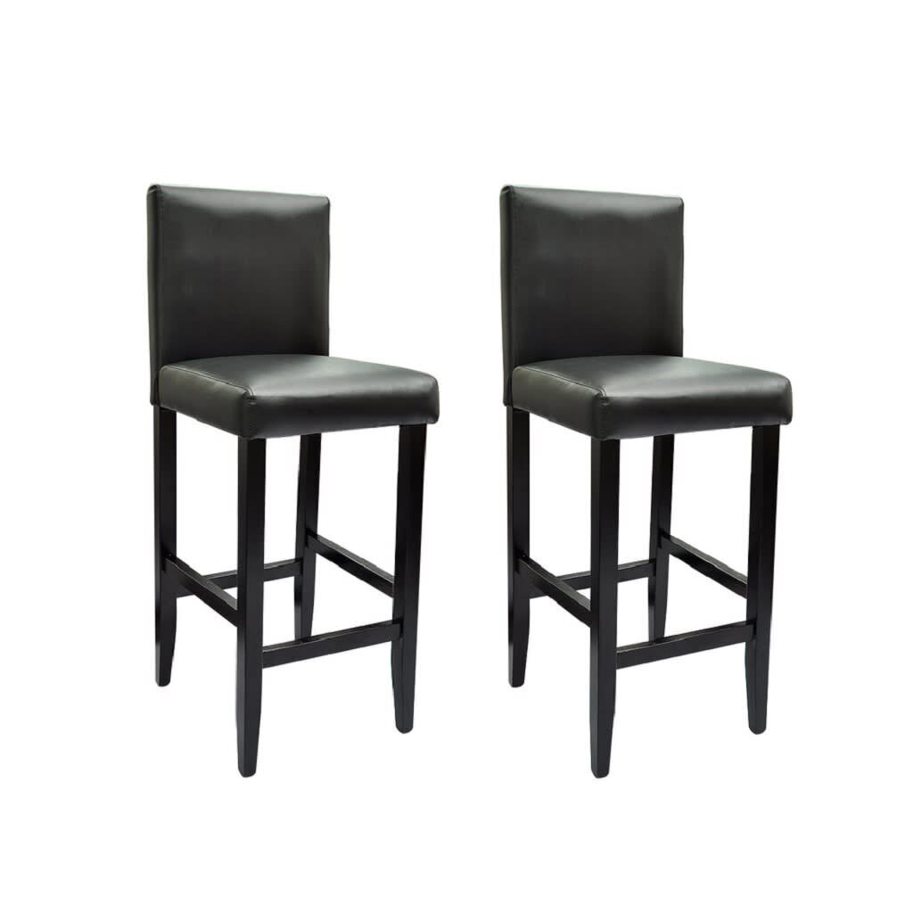 vidaXL bāra krēsli, 2 gab., melna mākslīgā āda cena un informācija | Virtuves un ēdamistabas krēsli | 220.lv