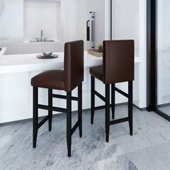 vidaXL bāra krēsli, 2 gab., tumši brūna mākslīgā āda cena un informācija | Virtuves un ēdamistabas krēsli | 220.lv