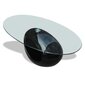 vidaXL kafijas galdiņš ar ovālas formas stikla virsmu, spīdīgs, melns cena un informācija | Žurnālgaldiņi | 220.lv