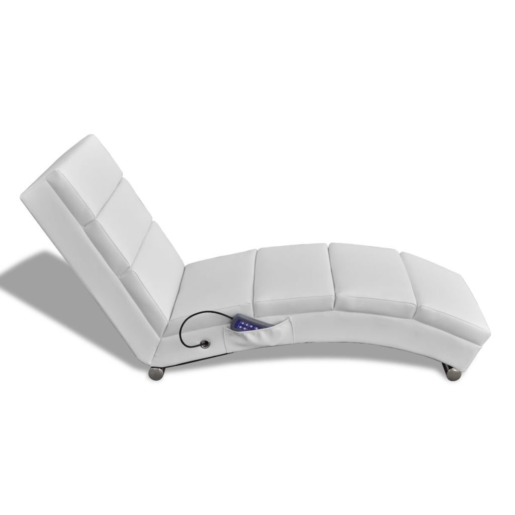 vidaXL masāžas zvilnis, balta mākslīgā āda cena un informācija | Atpūtas krēsli | 220.lv