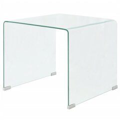 vidaXL kafijas galdiņš, rūdīts stikls, 49,5x50x45 cm, caurspīdīgs cena un informācija | Žurnālgaldiņi | 220.lv