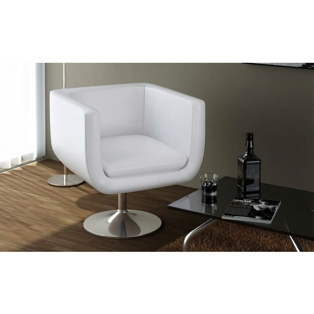 vidaXL bāra krēsli, 2 gab., balta mākslīgā āda cena un informācija | Atpūtas krēsli | 220.lv