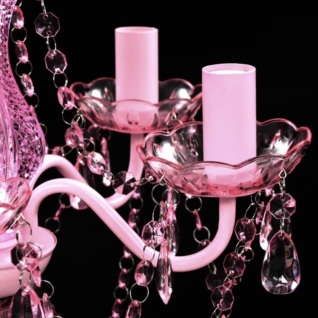 Rozā kristālu lampa ar 5 spuldžu vietām cena un informācija | Lustras | 220.lv