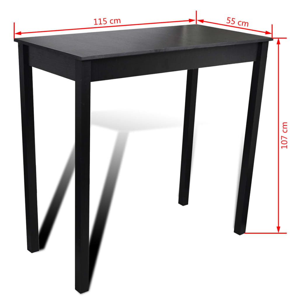 vidaXL bāra galds, 115x55x107 cm, melns MDF cena un informācija | Virtuves galdi, ēdamgaldi | 220.lv