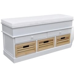 Белый шкаф-мягкая скамейка для крыльца, 2 ящика, 3 коробки цена и информация | Полки для обуви, банкетки | 220.lv