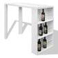 vidaXL bāra galds ar vīna pudeļu statīvu, spīdīgs, balts MDF cena un informācija | Virtuves galdi, ēdamgaldi | 220.lv