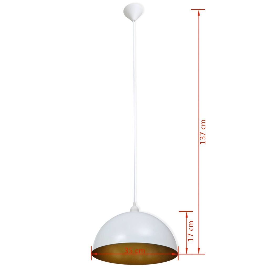 vidaXL griestu lampas, 2 gab., regulējams augstums, pusapaļas, baltas cena un informācija | Piekaramās lampas | 220.lv