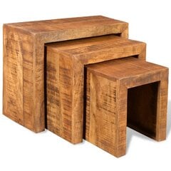 3 раздвижных столика в антикварном стиле из дерева манго цена и информация | Журнальные столики | 220.lv
