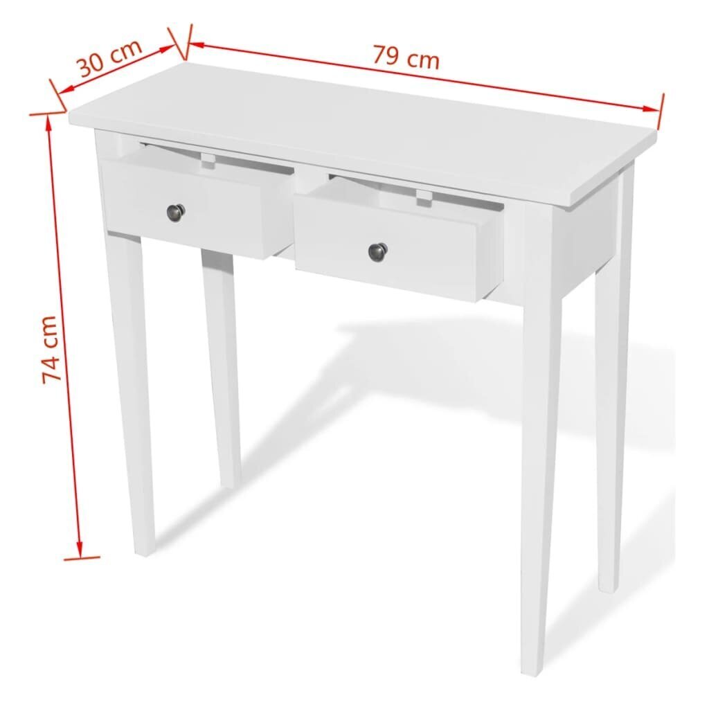vidaXL tualetes konsoles galdiņš ar 2 atvilktnēm, balts цена и информация | Žurnālgaldiņi | 220.lv