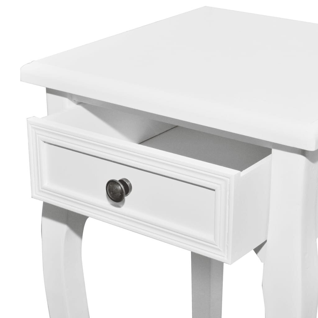 vidaXL galdiņš ar atvilktni, 2 gab., sabīdāmi, balti cena un informācija | Konsoles galdiņi | 220.lv