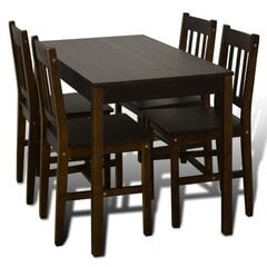 Обеденный стол с 4 стульями, темный цвет натурального дерева цена и информация | Комплекты мебели для столовой | 220.lv