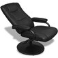 vidaXL TV krēsls ar kāju soliņu, melna mākslīgā āda cena un informācija | Atpūtas krēsli | 220.lv