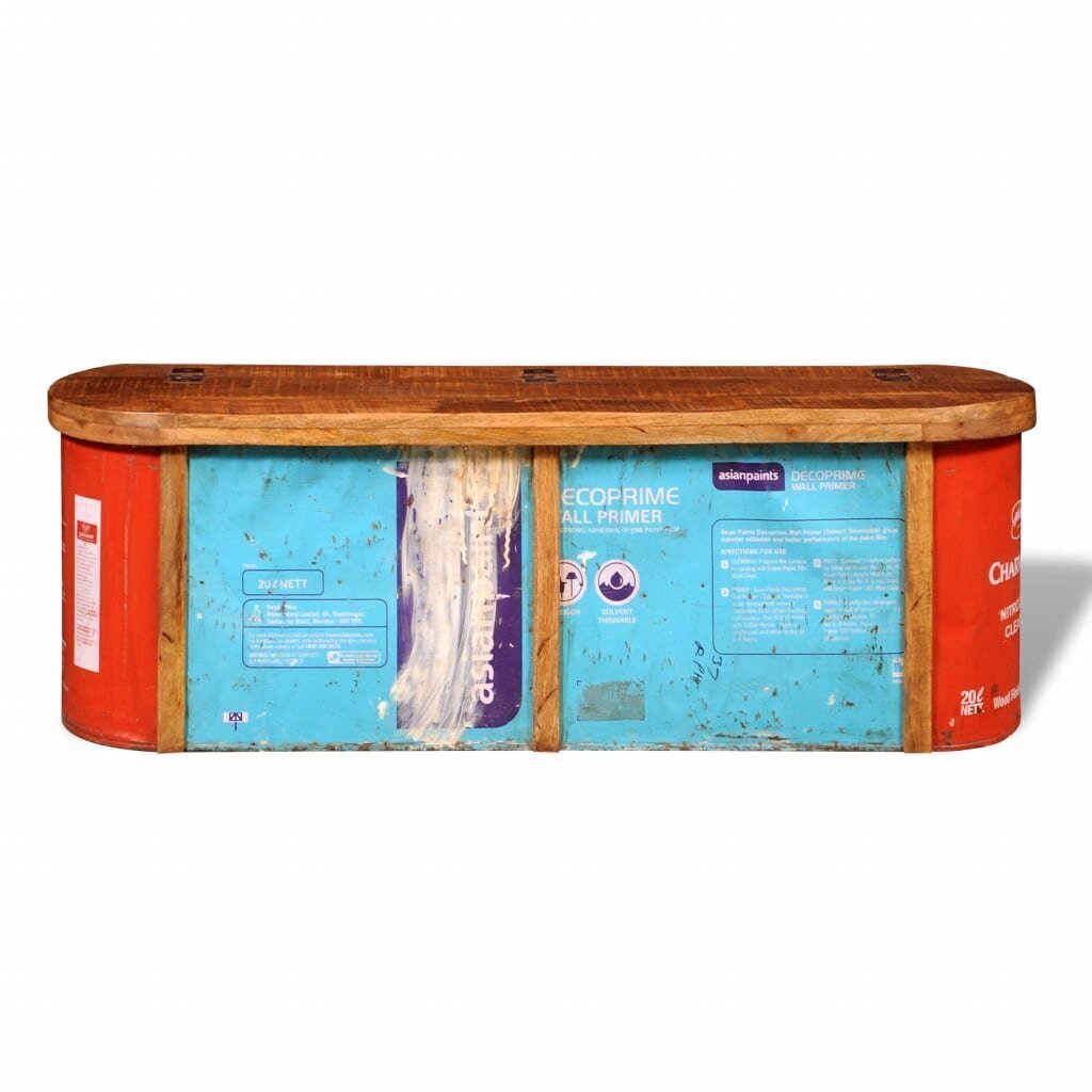 Pārstrādāta masīvkoka sols ar kasti cena un informācija | Apavu skapji, apavu plaukti, priekšnama soliņi | 220.lv
