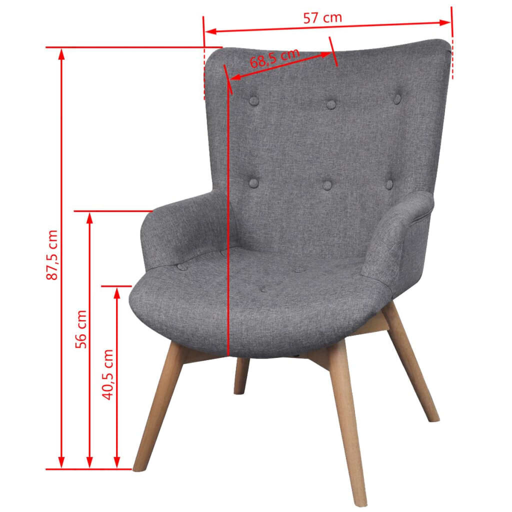 vidaXL atpūtas krēsls ar kāju soliņu, pelēks audums цена и информация | Atpūtas krēsli | 220.lv