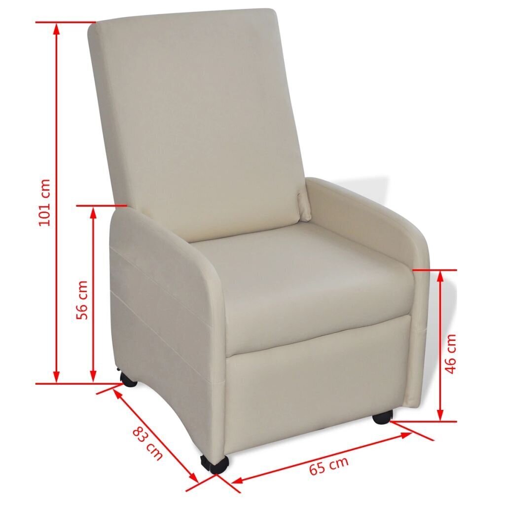 vidaXL saliekams atpūtas krēsls, krēmkrāsas mākslīgā āda цена и информация | Atpūtas krēsli | 220.lv