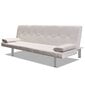 vidaXL izvelkams dīvāns ar 2 spilveniem, krēmbalta mākslīgā āda cena un informācija | Dīvāni | 220.lv