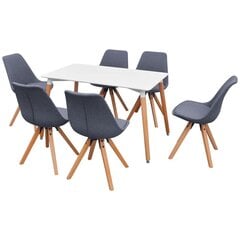 Обеденный стол и стулья, 7 шт., белый и светло серый цена и информация | Комплекты мебели для столовой | 220.lv