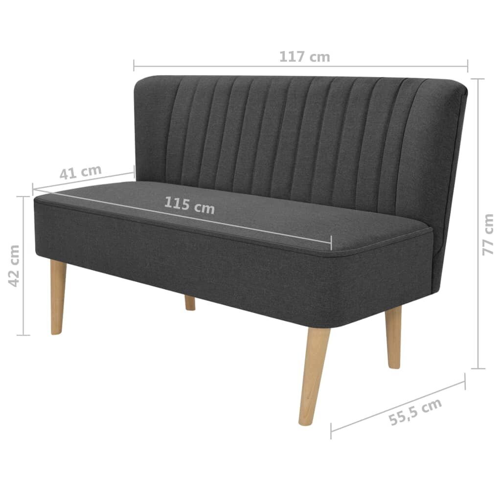 vidaXL auduma dīvāns, 117x55,5x77 cm, tumši pelēks cena un informācija | Dīvāni | 220.lv