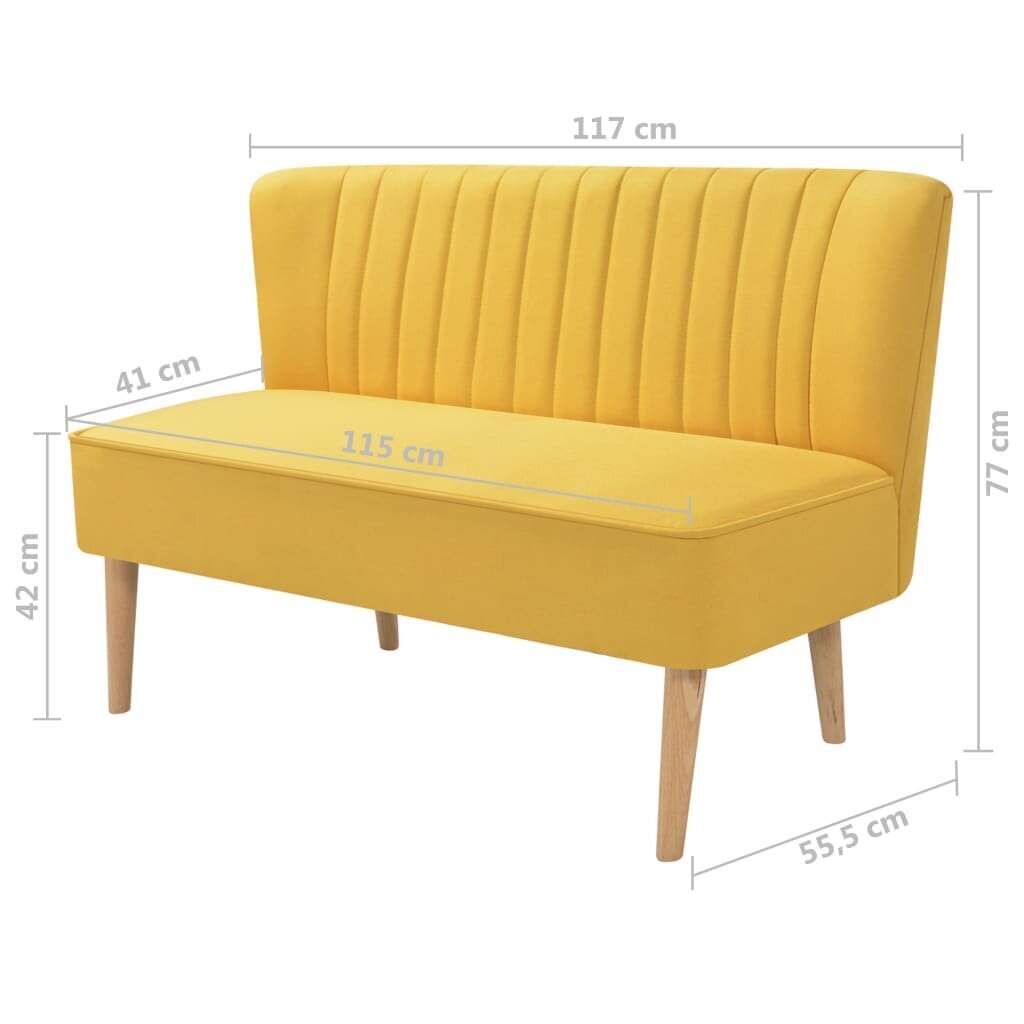 Dīvāns, audums, 117x55,5x77cm, dzeltens cena un informācija | Dīvāni | 220.lv