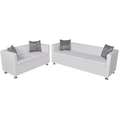 vidaXL dīvānu komplekts, 2 dīvāni, balta mākslīgā āda cena un informācija | Dīvānu komplekti | 220.lv