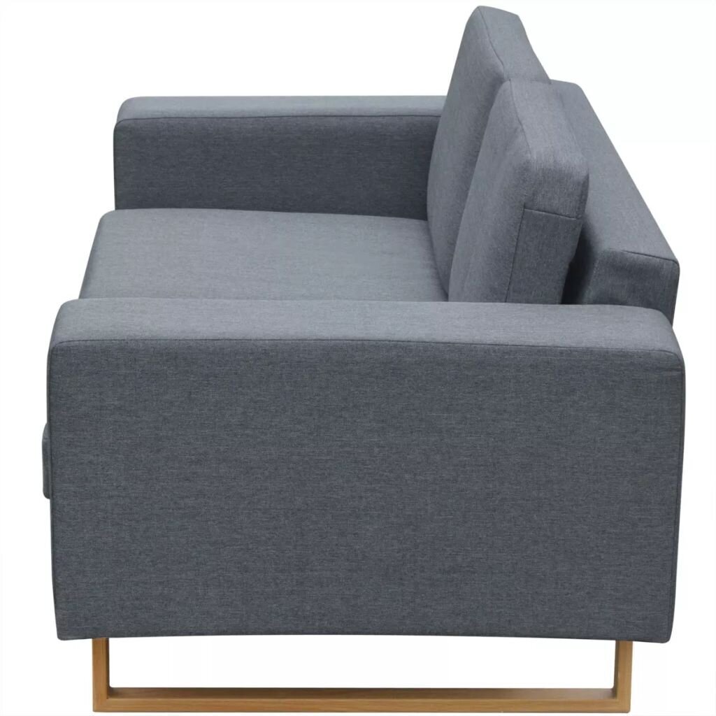 vidaXL divvietīgs un trīsvietīgs auduma dīvāns, gaiši pelēks cena un informācija | Dīvānu komplekti | 220.lv