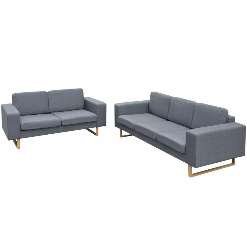 vidaXL divvietīgs un trīsvietīgs auduma dīvāns, gaiši pelēks цена и информация | Dīvānu komplekti | 220.lv