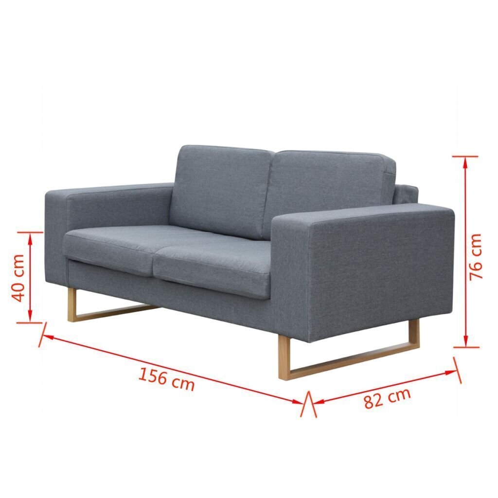 vidaXL divvietīgs un trīsvietīgs auduma dīvāns, gaiši pelēks цена и информация | Dīvānu komplekti | 220.lv