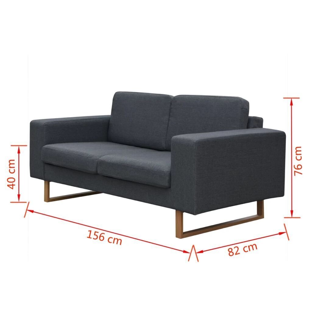 vidaXL divvietīgs un trīsvietīgs auduma dīvāns, tumši pelēks цена и информация | Dīvānu komplekti | 220.lv