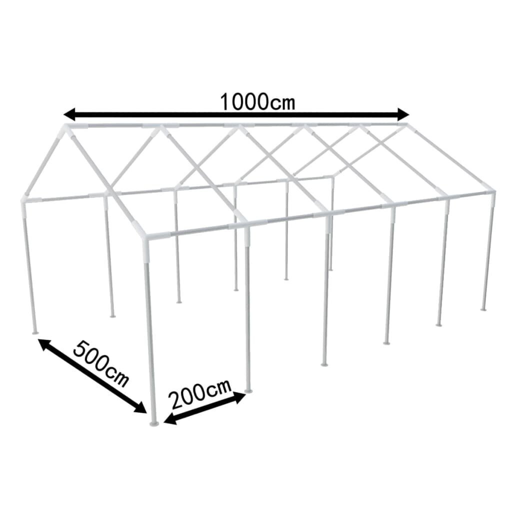 vidaXL svinību telts rāmis, 10 x 5 m, tērauds cena un informācija | Dārza nojumes un lapenes | 220.lv