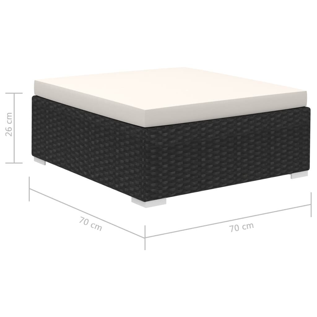 vidaXL 8-daļīgs dārza atpūtas mēbeļu komplekts ar matračiem, PE, melns цена и информация | Dārza mēbeļu komplekti | 220.lv