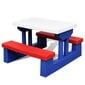 vidaXL bērnu piknika galds ar soliem un saulessargu, daudzkrāsains cena un informācija | Dārza mēbeles bērniem | 220.lv