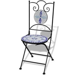vidaXL saliekami bistro krēsli, 2 gab., keramika, zili un balti цена и информация | Садовые стулья, кресла, пуфы | 220.lv