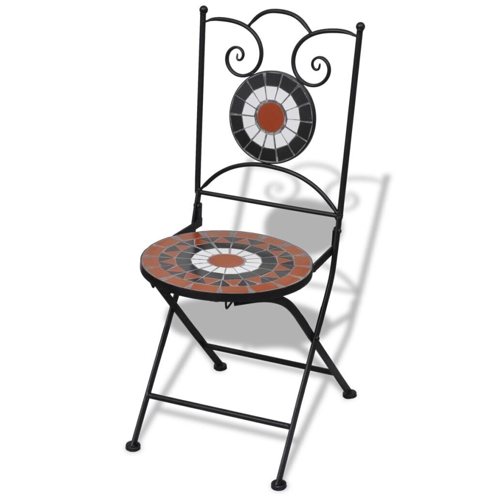 vidaXL saliekami bistro krēsli, 2 gab., keramika, sarkanbrūni un balti цена и информация | Dārza krēsli | 220.lv