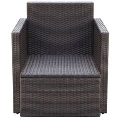 vidaXL dārza krēsls ar matraci un spilvenu, PE rotangpalma, brūns cena un informācija | Dārza krēsli | 220.lv