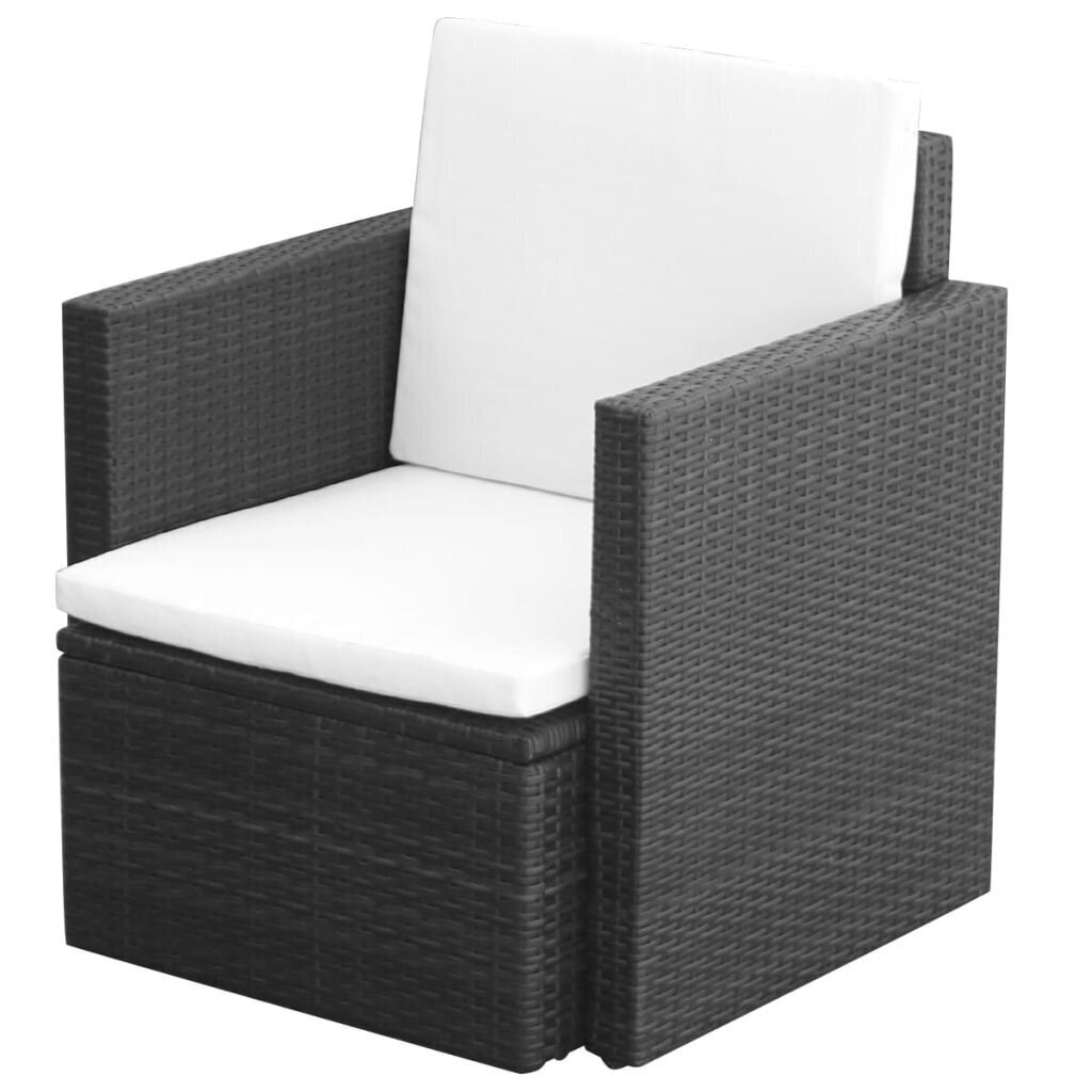 vidaXL dārza krēsls ar matraci un spilvenu, PE rotangpalma, melns цена и информация | Dārza krēsli | 220.lv