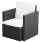 vidaXL dārza krēsls ar matraci un spilvenu, PE rotangpalma, melns cena un informācija | Dārza krēsli | 220.lv