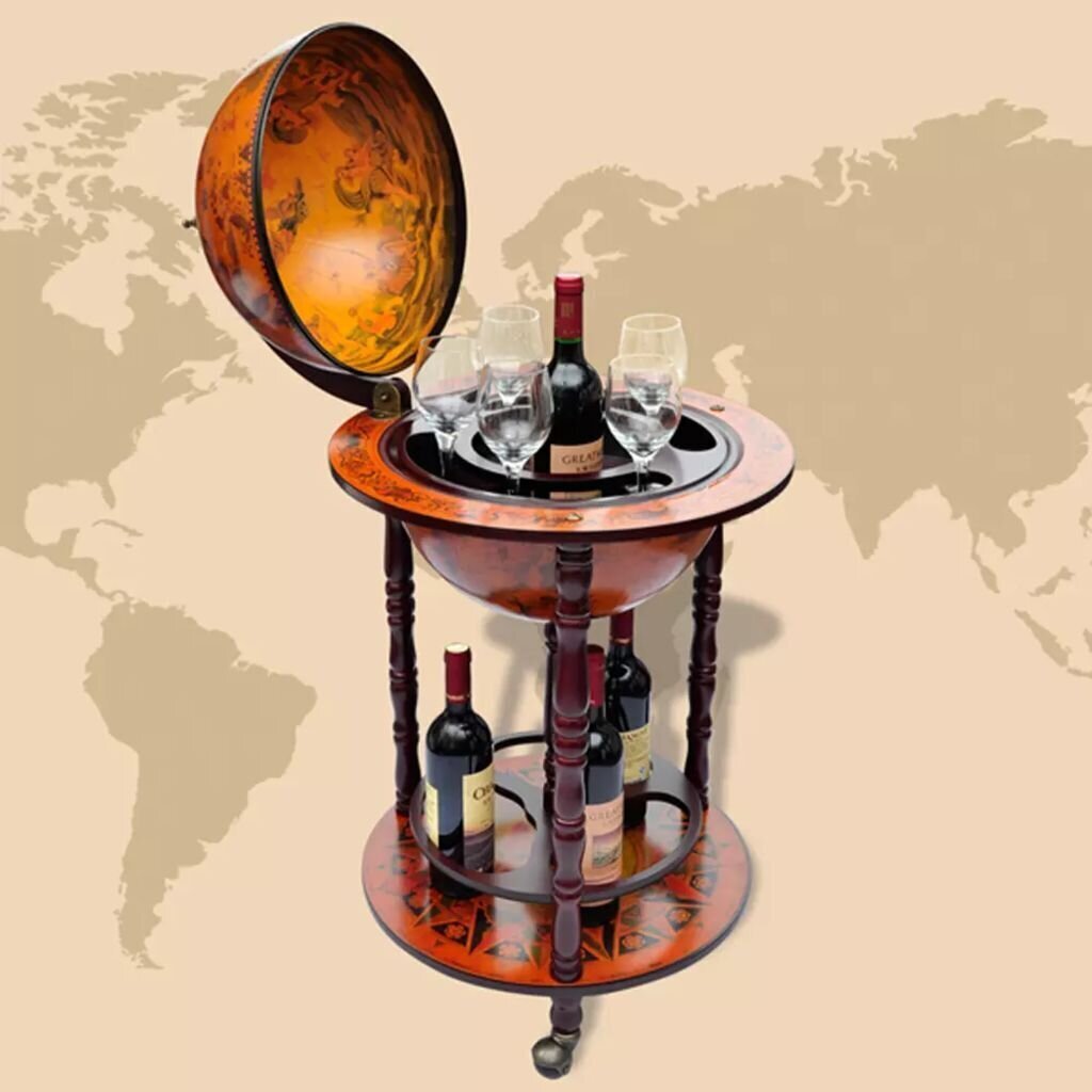 vidaXL vīna pudeļu turētājs, glubusa forma, eikalipta koks цена и информация | Virtuves galdi, ēdamgaldi | 220.lv
