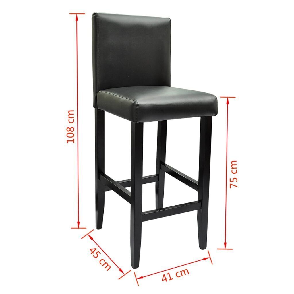 vidaXL bāra krēsli, 6 gab., melna mākslīgā āda cena un informācija | Virtuves un ēdamistabas krēsli | 220.lv