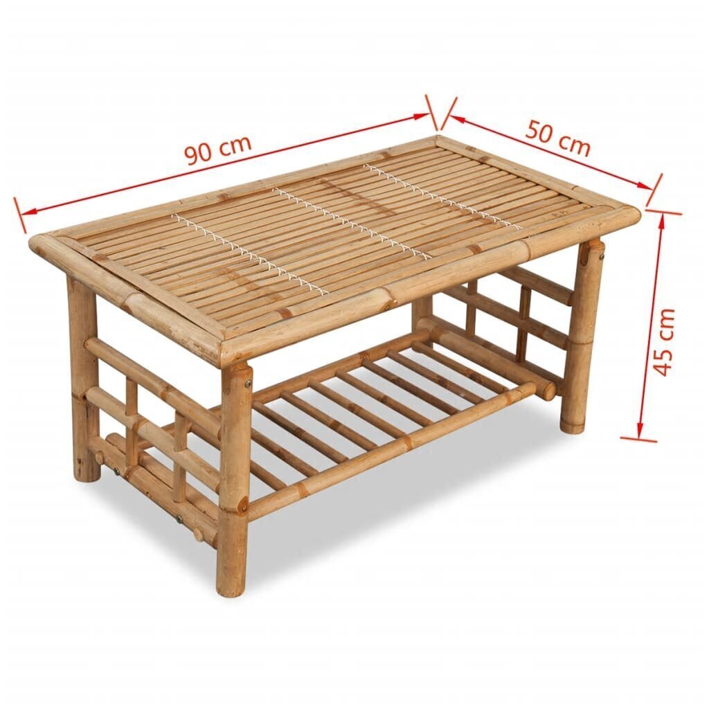 vidaXL kafijas galdiņš, 90x50x45 cm, bambuss cena un informācija | Žurnālgaldiņi | 220.lv