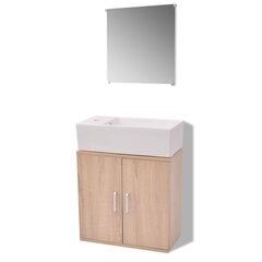 vidaXL vannas istabas mēbeles un izlietne, 3 gab., bēšā krāsā цена и информация | Комплекты в ванную | 220.lv