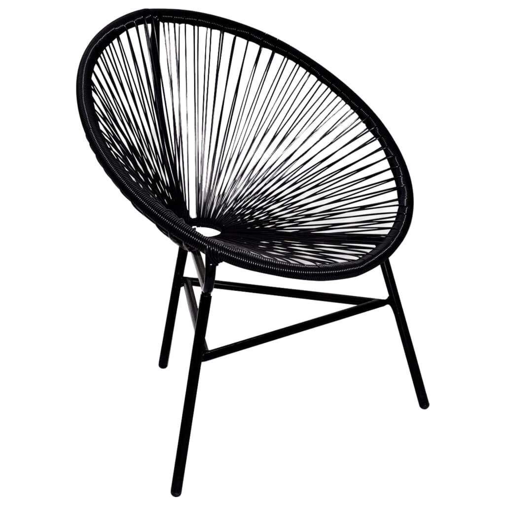 vidaXL dārza krēsls, PE rotangpalma, melns, apaļš cena un informācija | Dārza krēsli | 220.lv