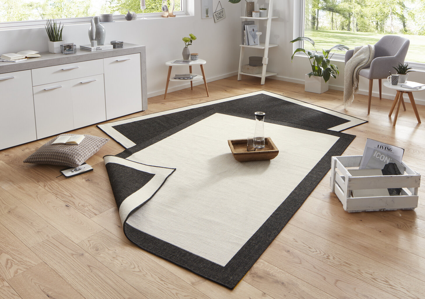 Northrugs paklājs Twin Panama Black Cream, 200x290 cm cena un informācija | Paklāji | 220.lv