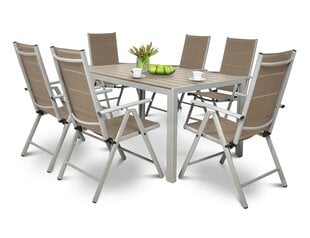 Dārza mēbeļu komplekts Sydney, galds + 6 krēsli, brūns/pelēks cena un informācija | Dārza mēbeļu komplekti | 220.lv
