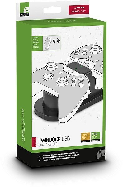 Speedlink lādētājs divām tālvadības pultīm Twindock Xbox (+ divi akumulatori) цена и информация | Spēļu kontrolieri | 220.lv