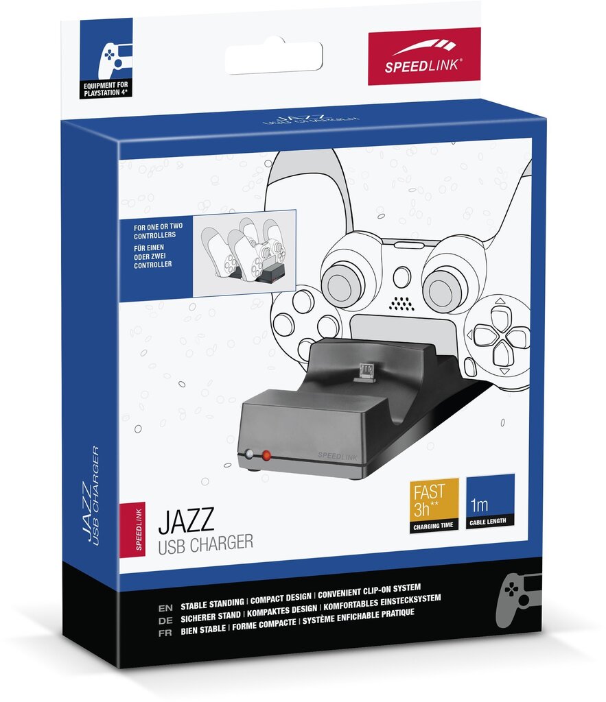 Speedlink lādētājs divam pultīm Jazz PS4 (SL-450000-BK) cena un informācija | Spēļu kontrolieri | 220.lv