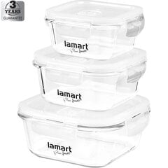 Комплект сосудов для хранения пищевых продуктов LAMART Air с вакуумными клапанами, 3 шт. (320/520/800 мл) цена и информация | Посуда для хранения еды | 220.lv