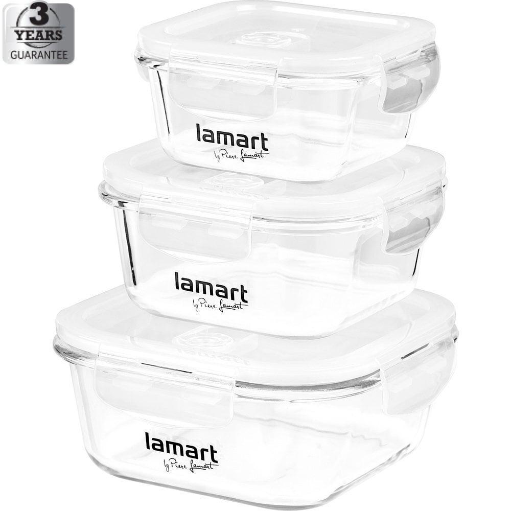 LAMART Air pārtikas uzglabāšanas konteineru komplekts ar vakuuma vārstiem, 3 gab. (320/520/800 ml) cena un informācija | Trauki pārtikas uzglabāšanai | 220.lv