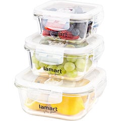 Комплект сосудов для хранения пищевых продуктов LAMART Air с вакуумными клапанами, 3 шт. (320/520/800 мл) цена и информация | Посуда для хранения еды | 220.lv