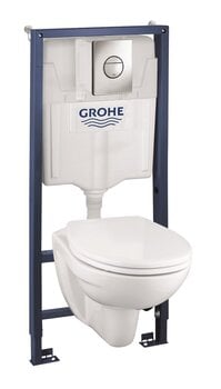 WC комплект Grohe BAU: встроенный каркас WC + унитаз + кнопка + медленно опускаемая крышка, 39499000 цена и информация | Унитазы | 220.lv